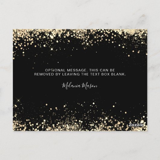 Elegante Gold Glitzer Black Dankeschön Card Postkarte (Rückseite)