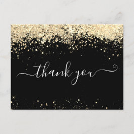 Elegante Gold Glitzer Black Dankeschön Card Postkarte