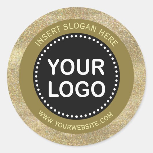 Elegante Gold Glitzer Black Monogram Your Logo Runder Aufkleber (Vorderseite)