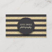 Elegante Gold Glitzer Black Stripes Business Card Visitenkarte (Vorderseite)