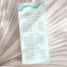 Elegante Gold Glitzer Blue Marble Agate Rack Card