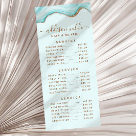 Elegante Gold Glitzer Blue Marble Agate Rack Card Werbekarte