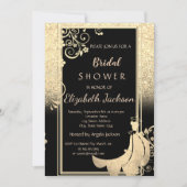 Elegante Gold Glitzer Blume Dress Brautparty Einladung (Vorderseite)