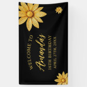 Elegante Gold Glitzer Blume Sweet 16 Geburtstag Banner (Vertikal)