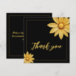 Elegante Gold Glitzer Blume Sweet 16 Geburtstag Dankeskarte