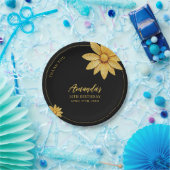 Elegante Gold Glitzer Blume Sweet 16 Geburtstag Pappteller (Party)