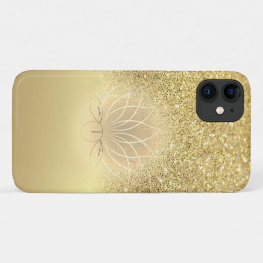 Elegante Gold Glitzer Bokeh Lotus Case-Mate iPhone Hülle (Rückseite (Horizontal))