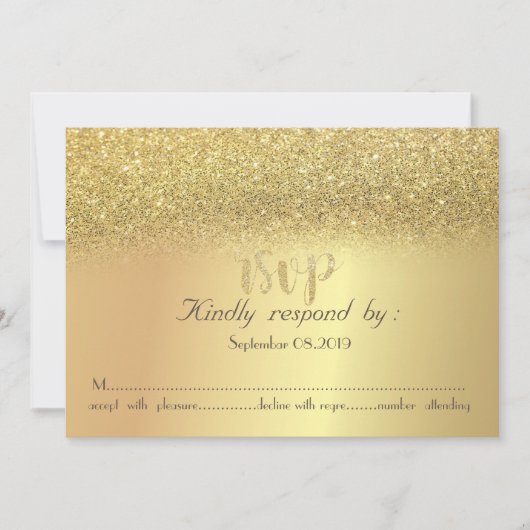 Elegante Gold Glitzer Bokeh RSVP Card Einladung (Vorderseite)