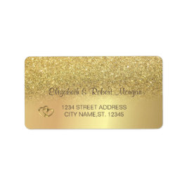 Elegante Gold Glitzer Bokeh Wedding Label Adressaufkleber