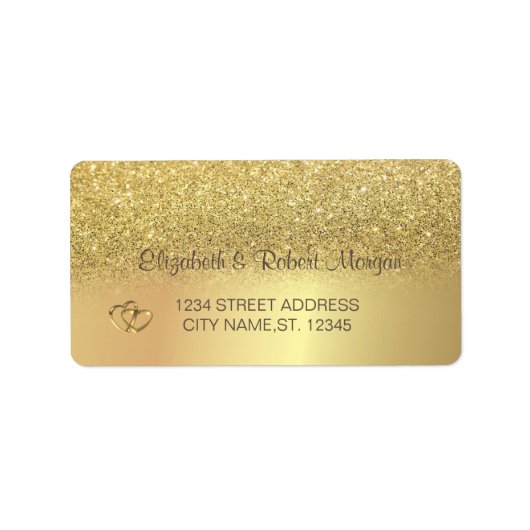 Elegante Gold Glitzer Bokeh Wedding Label Adressaufkleber (Vorne)