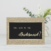 Elegante Gold Glitzer Bridesmaid Card Einladung (Stehend Vorderseite)