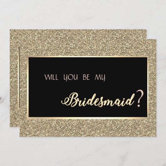 Elegante Gold Glitzer Bridesmaid Card Einladung (Vorne/Hinten)