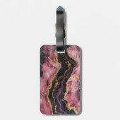 Elegante Gold Glitzer Burgundy Marble Monogram Gepäckanhänger (Rückseite vertikal)