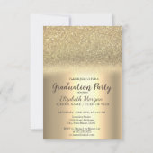 Elegante Gold Glitzer Cap,Foto Graduation Party Einladung (Rückseite)