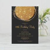Elegante Gold Glitzer Circle 70. Geburtstagsparty Einladung (Stehend Vorderseite)