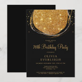 Elegante Gold Glitzer Circle 70. Geburtstagsparty Einladung (Vorne/Hinten)