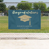 Elegante Gold Glitzer Graduate Cap, Abschluss Banner (Insitu)