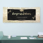 Elegante Gold Glitzer Graduate Cap, Bokeh Banner (Messe)