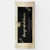 Elegante Gold Glitzer Graduate Cap, Bokeh Banner (Vertikal)