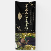 Elegante Gold Glitzer Graduate Cap, Foto Abschluss Banner (Vertikal)