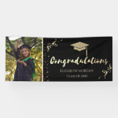 Elegante Gold Glitzer Graduate Cap, Foto Abschluss Banner (Horizontal)