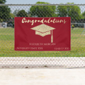 Elegante Gold Glitzer Graduate Cap, Red Abschluss Banner (Insitu)