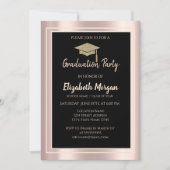 Elegante Gold Glitzer Graduation Cap Rose Gold Einladung (Vorderseite)
