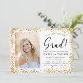 Elegante Gold Glitzer Graduation Party Einladung (Stehend Vorderseite)