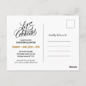 Elegante Gold Glitzer Graduation Party Einladung Postkarte (Rückseite)