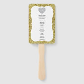 Elegante Gold Glitzer Heart Wedding Program Fans Fächer (Rückseite)
