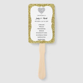 Elegante Gold Glitzer Heart Wedding Program Fans Fächer (Vorderseite)
