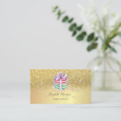 Elegante Gold Glitzer Macarons Visitenkarte (Stehend Vorderseite)