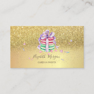 Elegante Gold Glitzer Macarons Visitenkarte