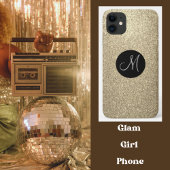 Elegante Gold Glitzer Monogram Bling Case-Mate iPhone Hülle