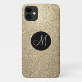 Elegante Gold Glitzer Monogram Bling Case-Mate iPhone Hülle (Rückseite)