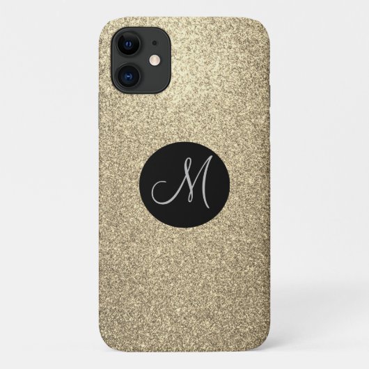 Elegante Gold Glitzer Monogram Bling Case-Mate iPhone Hülle (Rückseite)