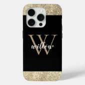 Elegante Gold Glitzer Monogram Case-Mate iPhone Hülle (Rückseite)