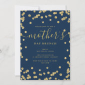 Elegante Gold Glitzer Mutter Day Brunch Navy  Einladung (Vorderseite)