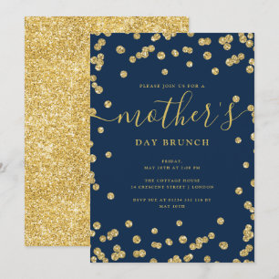 Elegante Gold Glitzer Mutter Day Brunch Navy  Einladung