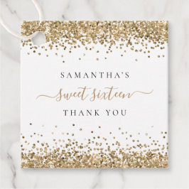 Elegante Gold Glitzer Name 16 . Geburtstag Danke Geschenkanhänger