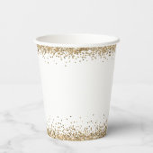 Elegante Gold Glitzer Name Date Engagement Party Pappbecher (Rückseite)