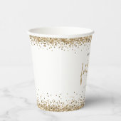 Elegante Gold Glitzer Name Datum Vierzigste Party Pappbecher (Rechts)