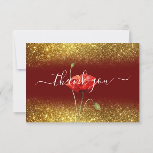 Elegante Gold Glitzer Script Beerdigung Dankeschön Dankeskarte (Rückseite)