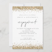 Elegante Gold Glitzer Script Engagement Party Einladung (Vorderseite)