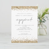 Elegante Gold Glitzer Script Engagement Party Einladung (Stehend Vorderseite)