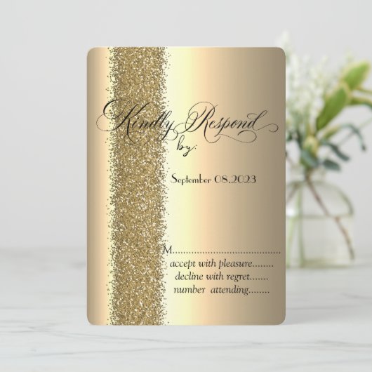 Elegante Gold Glitzer Script UAWG Einladung (Stehend Vorderseite)