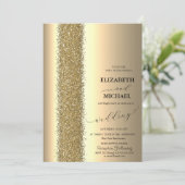 Elegante Gold Glitzer Script Wedding Einladung (Stehend Vorderseite)