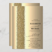 Elegante Gold Glitzer Script Wedding Einladung (Vorne/Hinten)