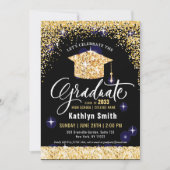 Elegante Gold Glitzer Sparkling Graduation Party Einladung (Vorderseite)