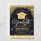 Elegante Gold Glitzer Sparkling Graduation Party Einladung (Vorderseite)